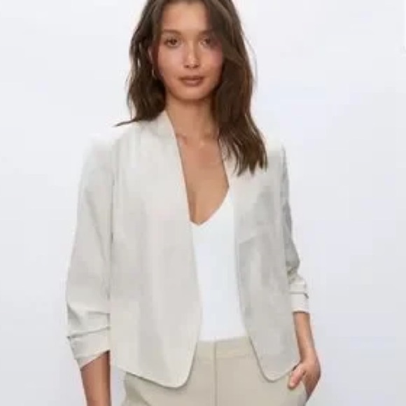 KATE SPADE Seamed Lapel Collarless Blazer Suit Jacket In Taupe Mushroom - Picture 1 of 7